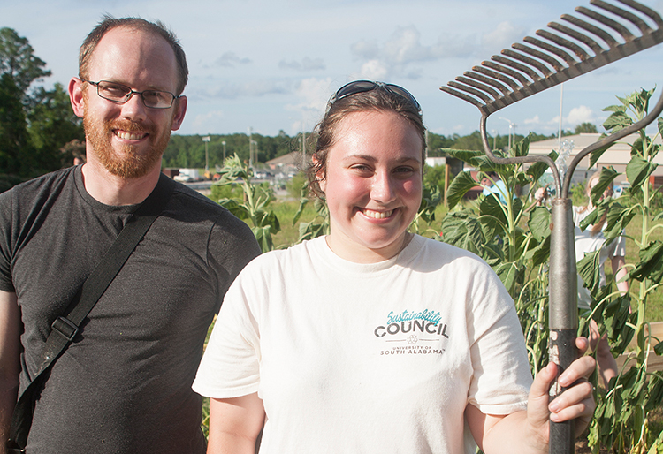 Students Justin Roberts, left, and Angela McGaugh, actively promote a variety of sustainability projects on campus.