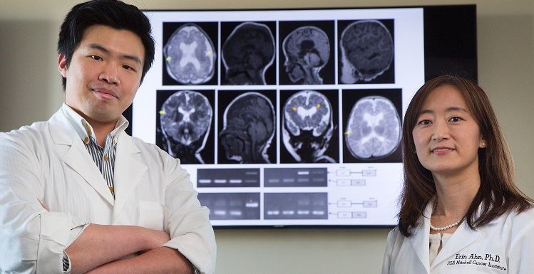 Dr. Jung-Hyun Kim, Ph.D., left, a post-doctoral fellow, and Dr. Erin Ahn, Ph.D., associate professor of Oncologic Sciences at the University of South Alabama Mitchell Cancer Institute, collected and analyzed the clinical features of 20 unrelated patients who shared a developmental delay and intellectual disability, and narrowed down which genes are closely related to brain development. 