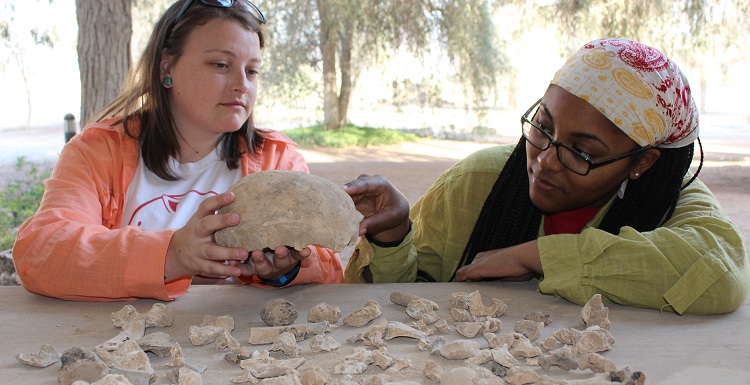 Junior anthropology majors Shaunna Goetz, left, and Antonia Carter recently visited the United Arab Emirates to do preliminary research on ancient bones, which have since been sent to South for a long-term study. 