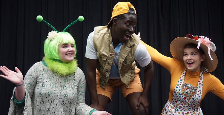 South theatre students Aryn Carr, Malcolm Hayden and Kaylee Pulliam rehearse for Theatre USA’s production of 'The Fabulous Fable Factory,' which will run Feb. 10-18 at the Laidlaw Performing Arts Center.. data-lightbox='featured'