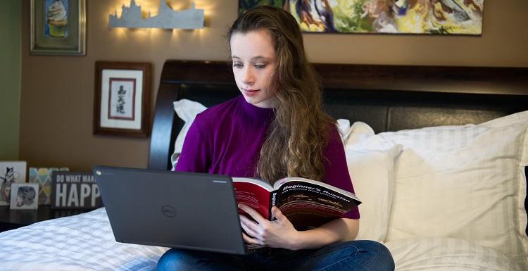 Katherine Free, 17, of Hoover, takes Russian classes from her home in Hoover. “With Russian, you have to put in the effort to speak out loud in order to perfect your accent," she said. Photo courtesy of Phil Free.