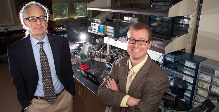 Dr. Thomas Rich, associate professor of pharmacology, left, and Dr. Silas Leavesley, associate professor of chemical and biomolecular engineering, are co-founders of SpectraCyte, a previous Alabama Launchpad award winner.