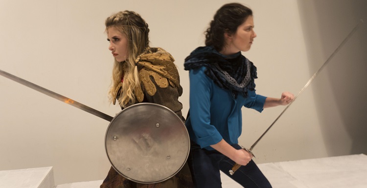 Tilly, left, played by Emily Ericson, and Agnes, played by Abigail St. John, perform in the Theatre USA production of 'She Kills Monsters.'