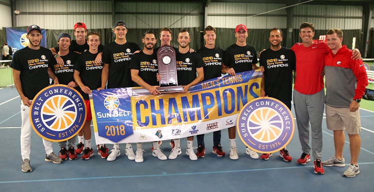 The University of South Alabama men’s tennis team dominated singles to take the Sun Belt Conference Championship.