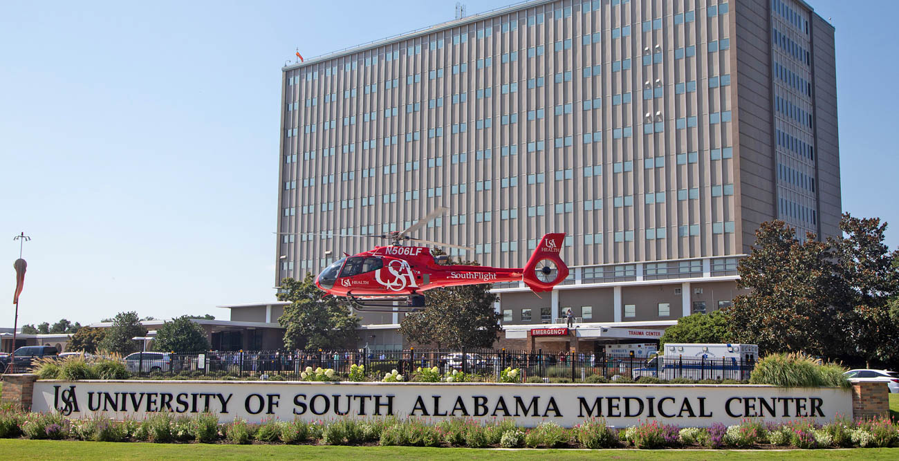 SouthFlight emergency air service represents a partnership between USA Health and Air Methods, a privately-owned air medical transport company serving 48 states. data-lightbox='featured'