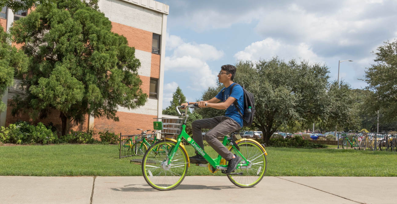 Lime bikes start at fifty cents a ride for South students and employees and can be accessed using the Lime app. The bikes are in downtown Mobile in addition to on campus. 