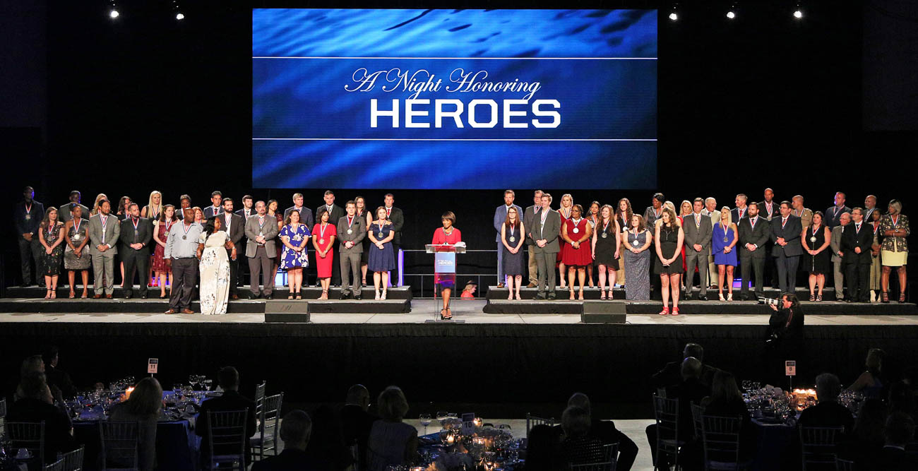 Sixty local first responders received medals and were recognized Thursday during the gala "A Night Honoring Heroes." The event raises funds for the Fanny Meisler Trauma Center, the region's only Level 1 Trauma Center, at University Hospital.