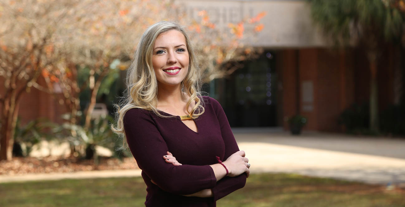 Anna Dudley has the unique distinction of being the third generation of her family to graduate from South with an accounting degree from the Mitchell College of Business. "It just felt right for me," she said of enrolling at USA. 