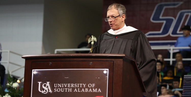 USA Writer-in-Residence Frye Gaillard told graduates they must find a way to cross barriers and heal divisions. "We have got to learn once again to listen," he said in his Fall Commencement address. Gaillard's latest book is “A Hard Rain: America in the 1960s, Our Decade of Hope, Possibility and Innocence Lost.”