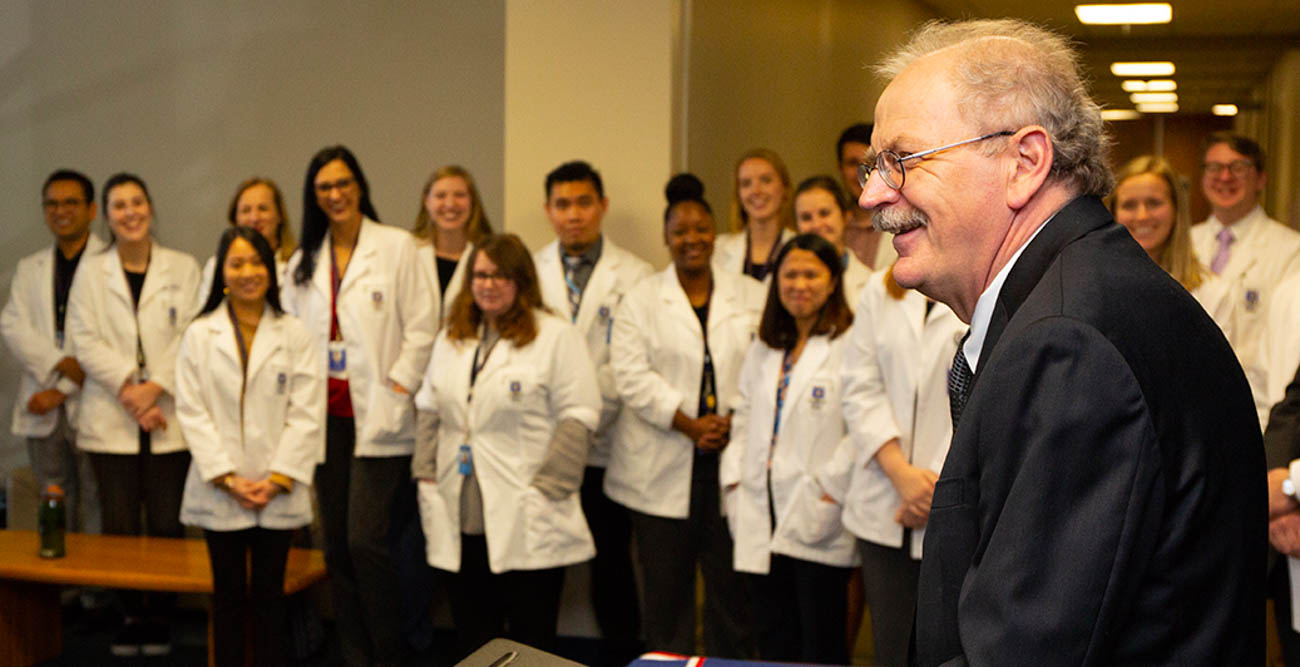 USA Arts & Sciences Dean Dr. Andrzej Wierzbicki speaks at the announcement of an Early Acceptance Program for USA students who want to attend Auburn’s Harrison School of Pharmacy after graduation. 