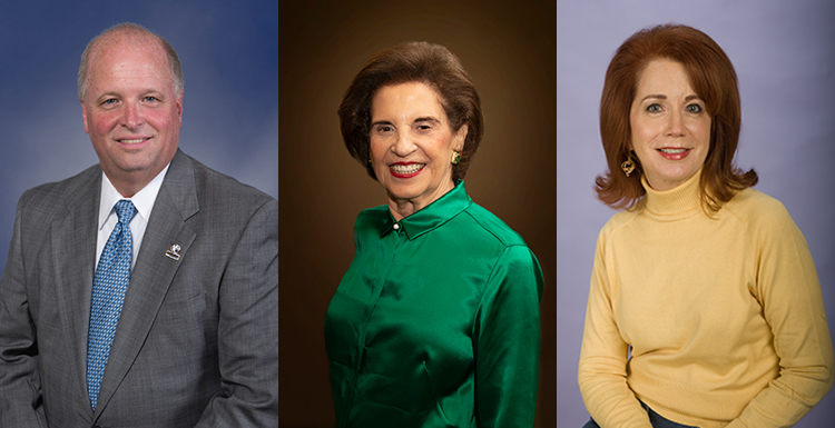 The University of South Alabama Board of Trustees recently elected officers for three-year terms. Picked were businessman James H. “Jimmy” Shumock of Mobile as chair pro tempore, Mobile philanthropist and civic volunteer Arlene Mitchell as vice chair and businesswoman Alexis Atkins as secretary.