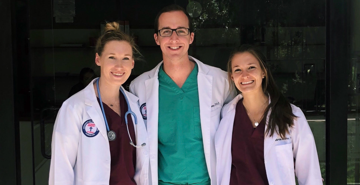 South physician assistant graduate students traveled to Peru to help treat patients at risk for cervical cancer. From left are Kaycee Villane of Gulf Breeze, Fla., Cole Stephens of Anniston, Ala., and Tori Moore of Philadelphia. data-lightbox='featured'
