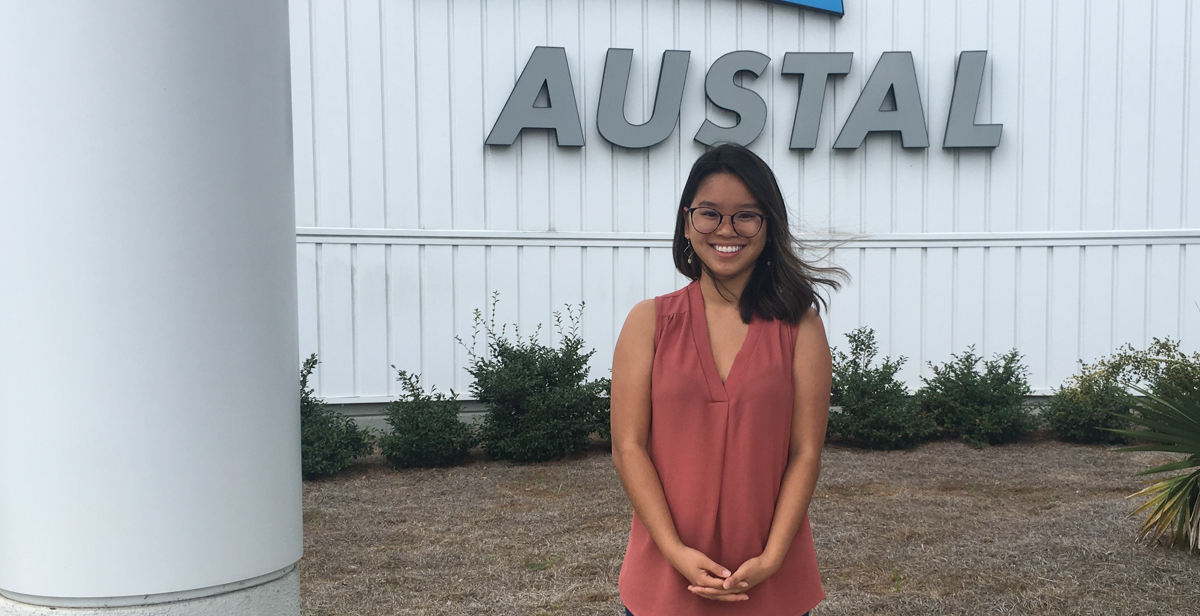 Hong Nguyen majored in finance and accounting to earn her degree in business administration at USA Mitchell College of Business. She completed three internships while at South, one at Austal USA where she now works. 