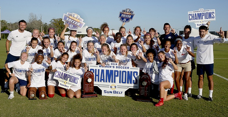 The University of South Alabama Jaguars are the Sun Belt Conference Women's Soccer Tournament champions after a 5-1 win over Arkansas State. data-lightbox='featured'