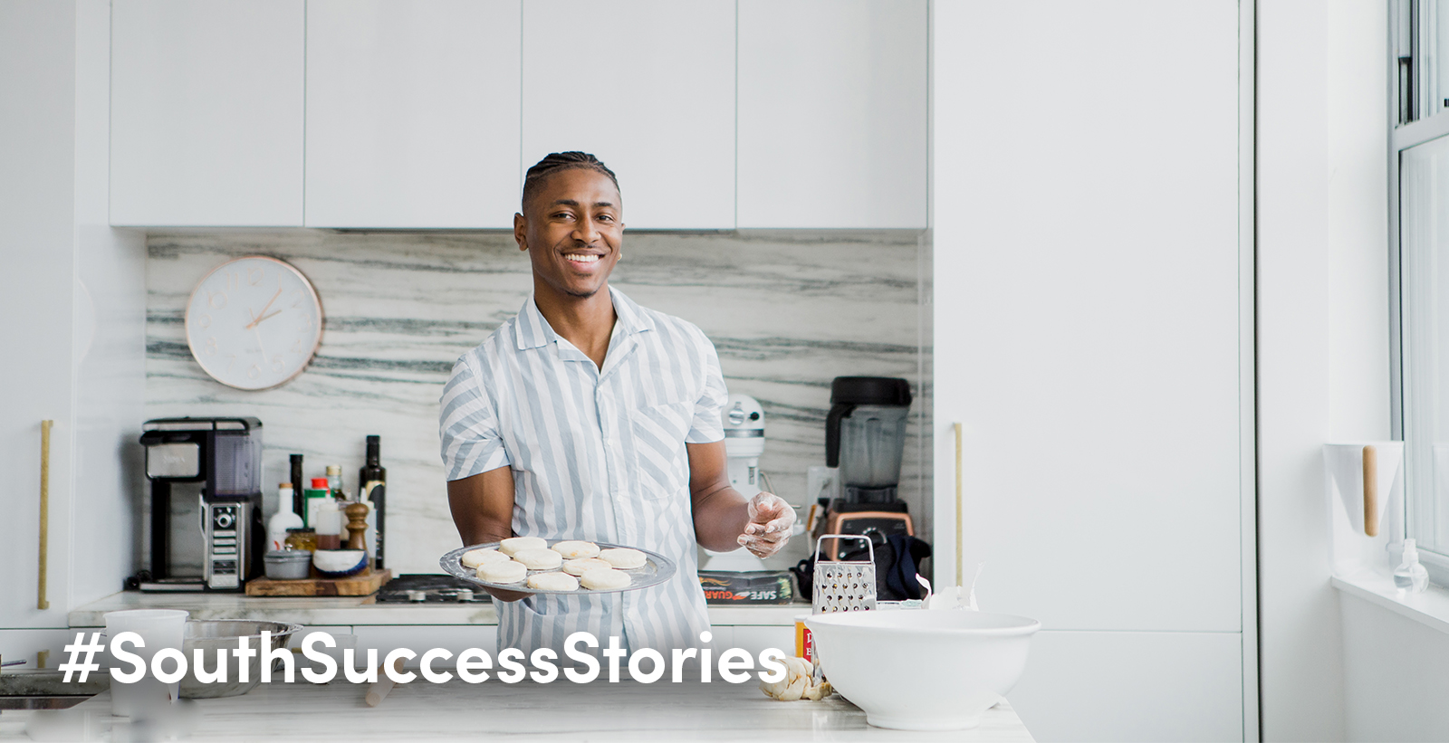 Devin Epps, a 2018 graduate of the Mitchell College of Business, works as a food stylist on contract with the Food Network and is in the process of building his own company. “I see myself as a storyteller, and hopefully that will translate into whatever I'm drawn to.”