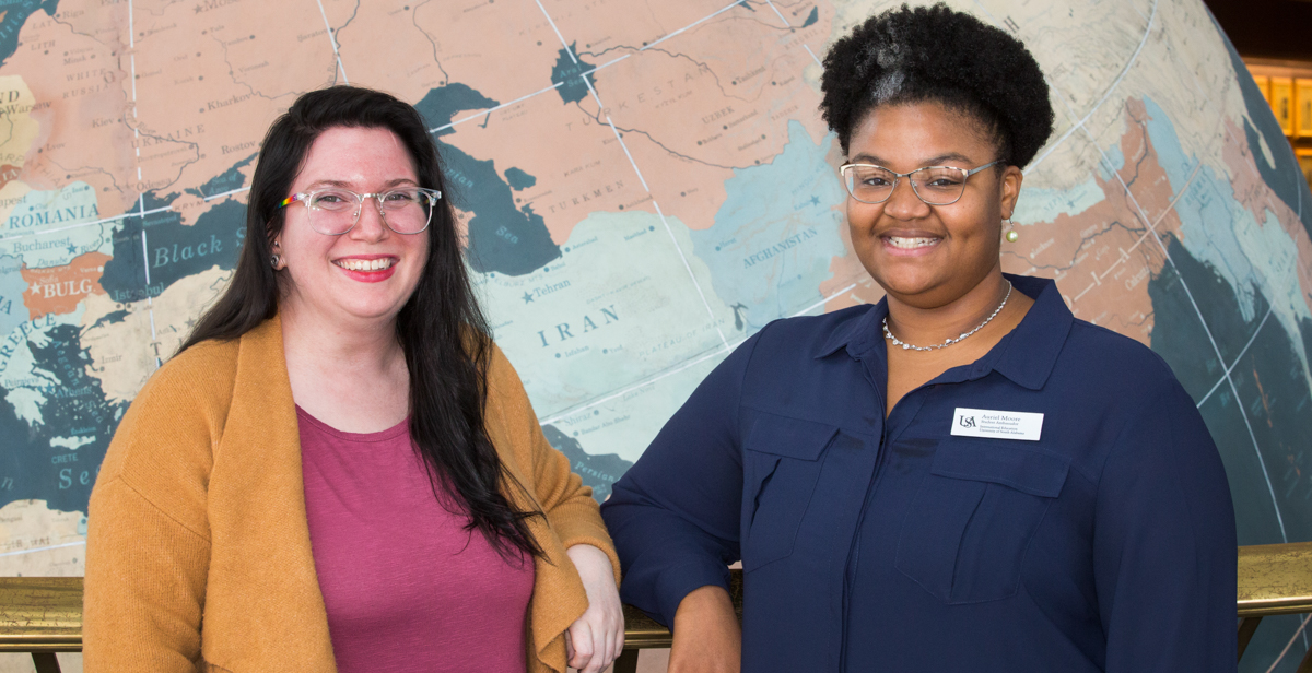 Shelby Merritt, left, and Auriel Moore each were awarded a Gilman Scholarship to study in Russia. “This opportunity to study in Russia has opened a lot of doors for me to help mentor and prepare other students who want to study abroad,” Moore said. 