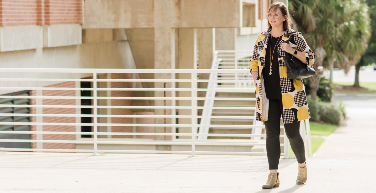 Stacey Wellborn, a Ph.D. student in business administration at the Mitchell College of Business, said her education is giving her a new perspective. “I have spent the last 20 years working, building businesses, closing businesses and learning lessons,” she said. “Going back to school to pursue my doctorate gives me the opportunity to learn more deeply about why things work — or don’t work.” data-lightbox='featured'