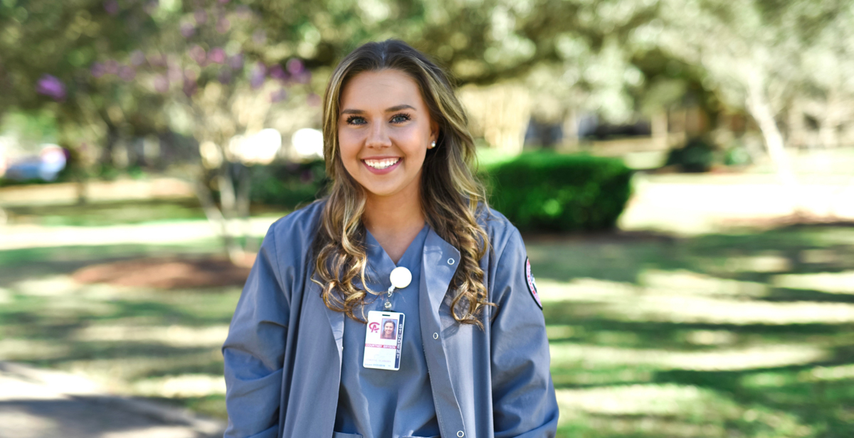 Courtney Bryson, who is completing her clinical work to become a registered nurse and earn an associate degree from Coastal Alabama Community College, is already taking online classes at the University of South Alabama toward a Bachelor of Science in nursing.   data-lightbox='featured'