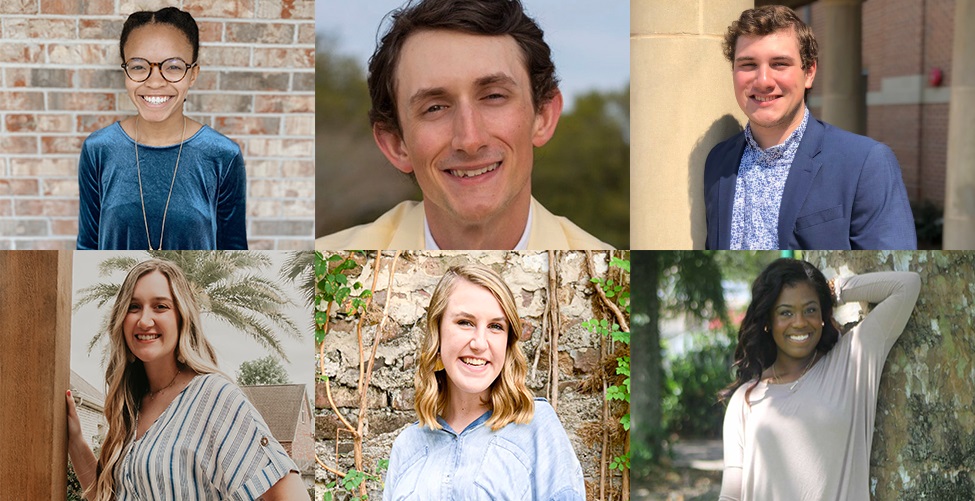 The Student Government Association officers for 2020-21 are, clockwise from top left, Tia Nickens, president; Brantley “Brant” A. Cook, vice president; Jacob Green, treasurer; Allera Padgett, attorney general; Cana Brown, student-at-large; and Sarah Hemelt, chief justice. 