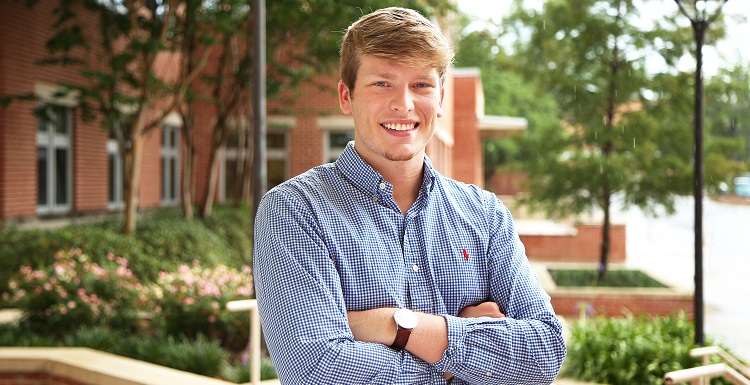 Preston White, a senior nursing major from Decatur, Ala, is one of eight volunteers in the Jag Student Support Network. The peer-to-peer organization helps students handle stress and cope with personal and academic issues.