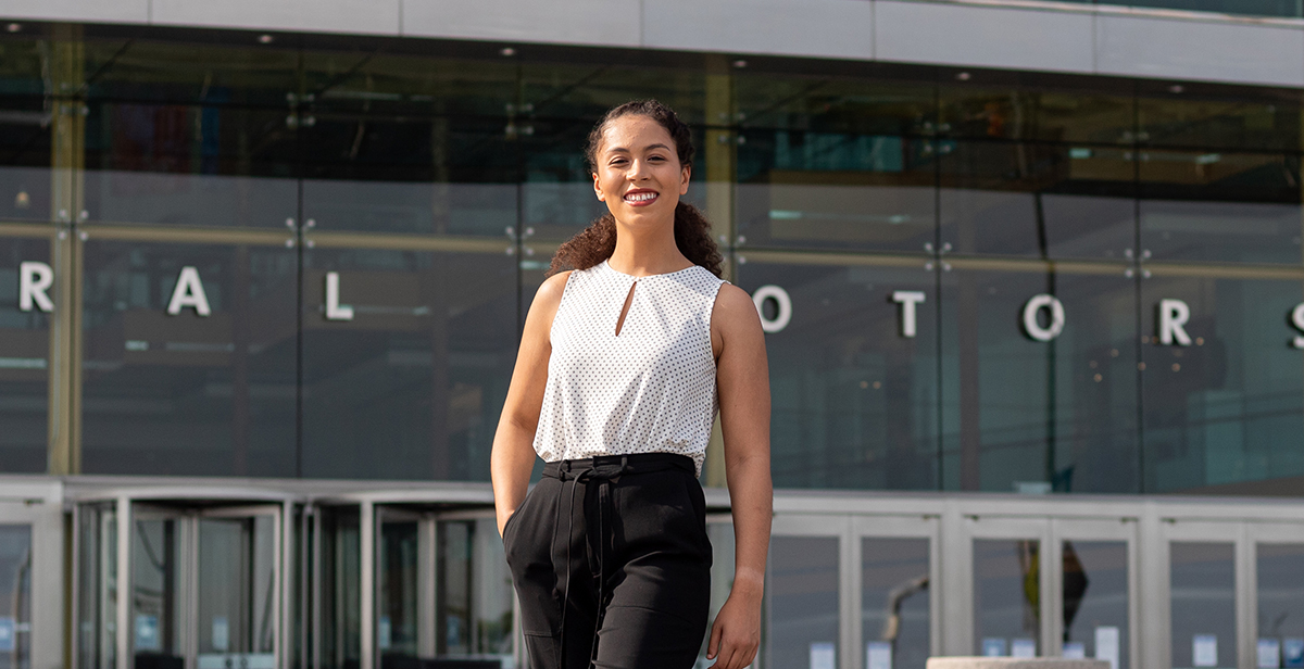 Gaelyn Angus-Barker, who graduated from the University of South Alabama with a degree in mechanical engineering, is in a two-year program at General Motors that includes four six-month rotations in different positions. 