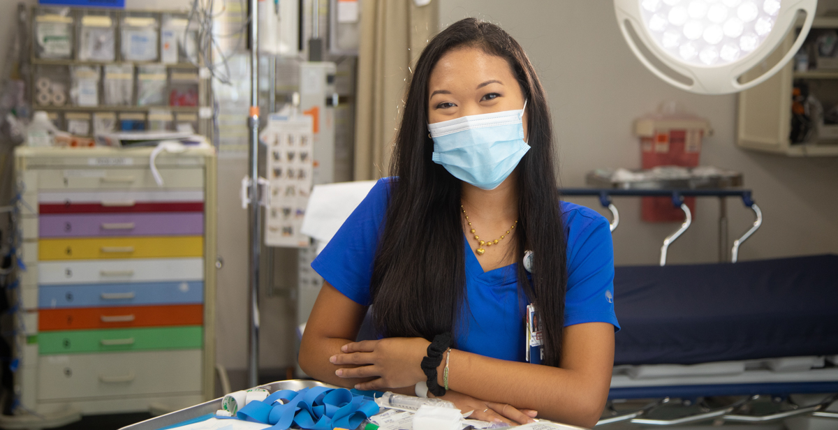 Serena Thidasongsavanh works as a nurse in the emergency department at USA Health University Hospital. Compared with other academic medical centers in the United States, the University Hospital emergency department handles some of the most complex and challenging cases requiring the highest level of care. data-lightbox='featured'