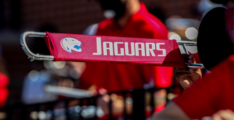 Seven members of the Jaguar Marching Band have been chosen by College Band Directors National Association to participate in a virtual halftime performance at the College Football National Championship game.