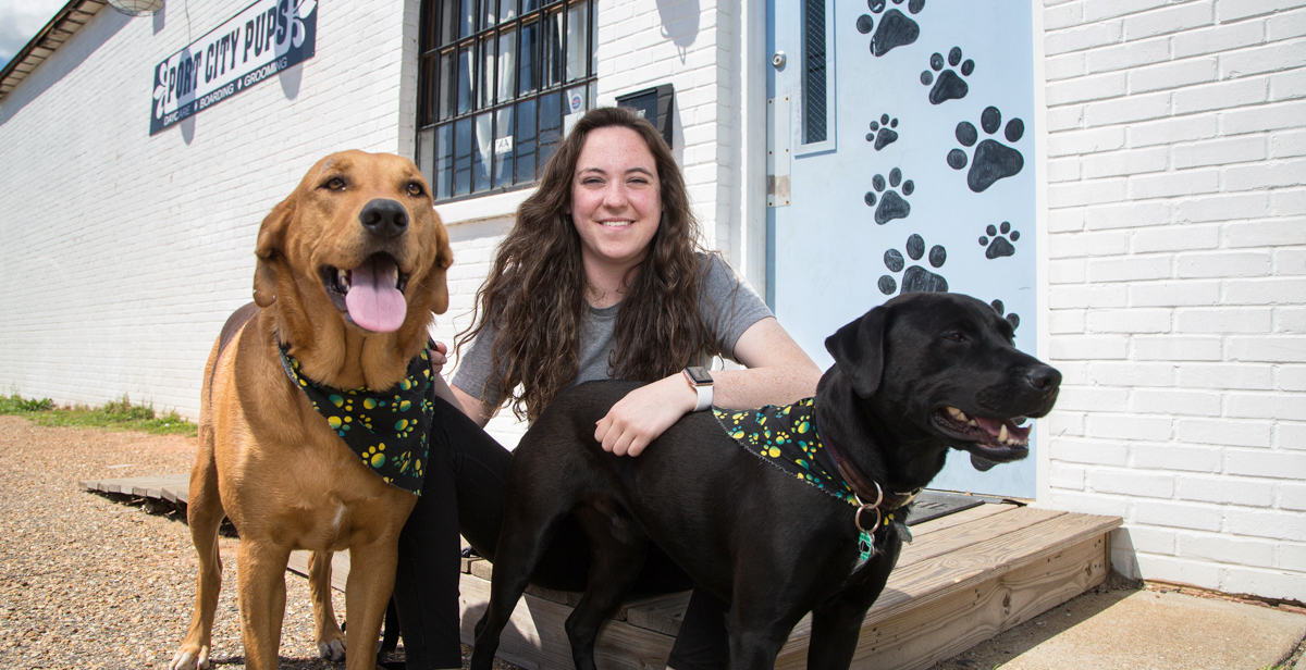 Port City Pups owner Bailey Duos, who graduated from South’s entrepreneur program last year, had to adjust expectations when dog boarding dried up during the pandemic. “I definitely matured really fast. I’m a little more careful now,” she said.