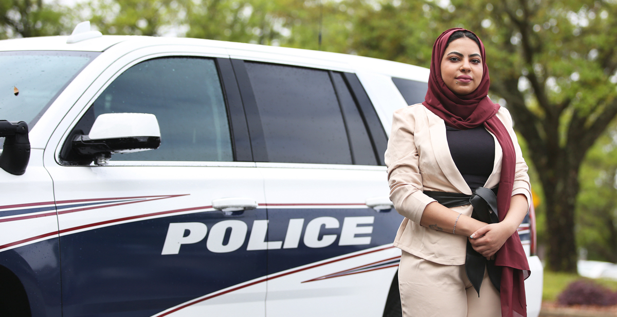Raghad Sultan, a criminal justice major from Saudi Arabia, is completing an internship with the University of South Alabama Police Department. She is scheduled to graduate in May. data-lightbox='featured'