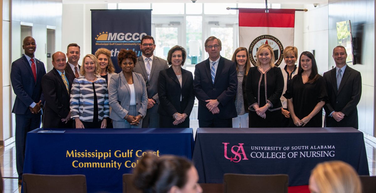 Representatives from the University of South Alabama and Mississippi Gulf Coast Community College announced Friday an initiative that will expand access for MGCCC students to enter South's Early Acceptance Program for nursing. data-lightbox='featured'