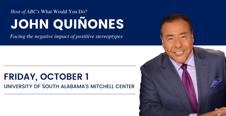 John Quinones, ABC News correspondent and host of the television show "What Would You Do?" will speak at the University of South Alabama's Mitchell Center on Friday, October 1, 2021.