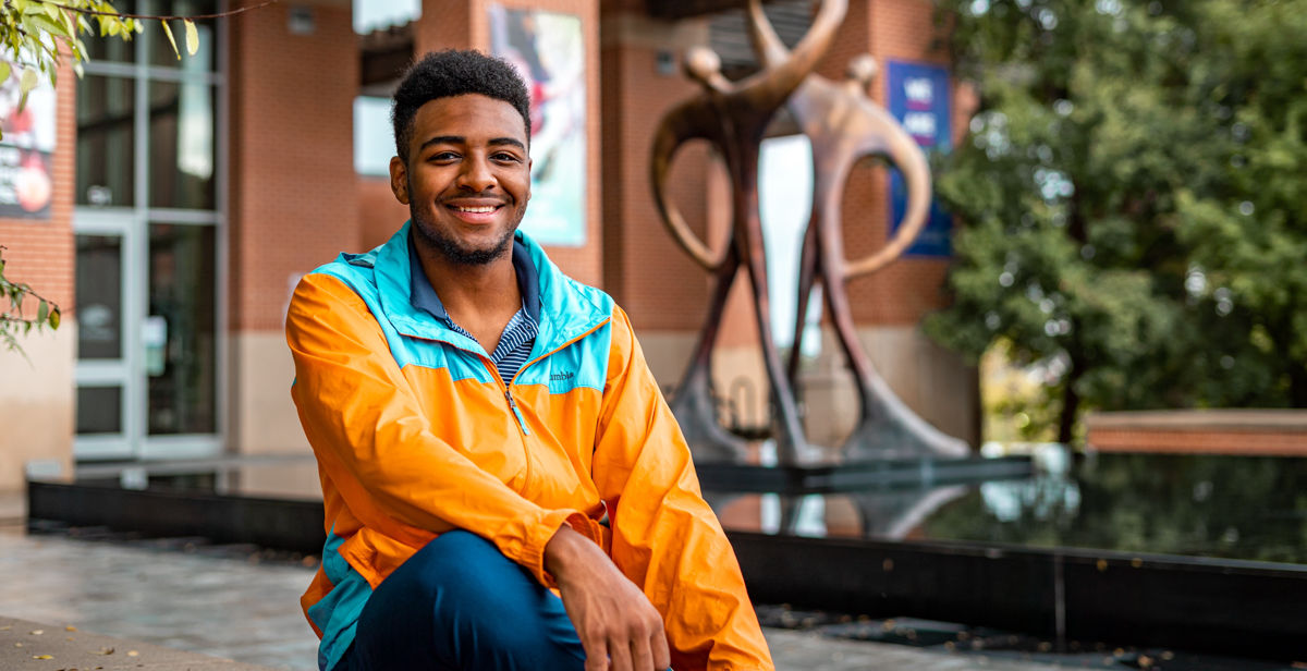 Keon Farmer, a nursing major from Pass Christian, Mississippi, says he's learning to play volleyball at the Student Recreation Center. “Whoever comes, comes, and we’ll play from 6:30 to 11 o’clock closing at night. It’s hard core.”