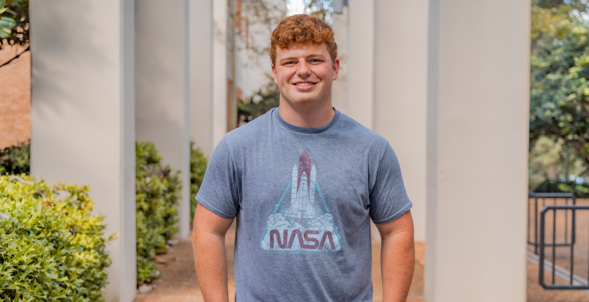 Cooper Forsyth, a geology major from McCalla, Alabama, has plans to go to graduate school and earn a Ph.D. Field research and travel pique his interest. 