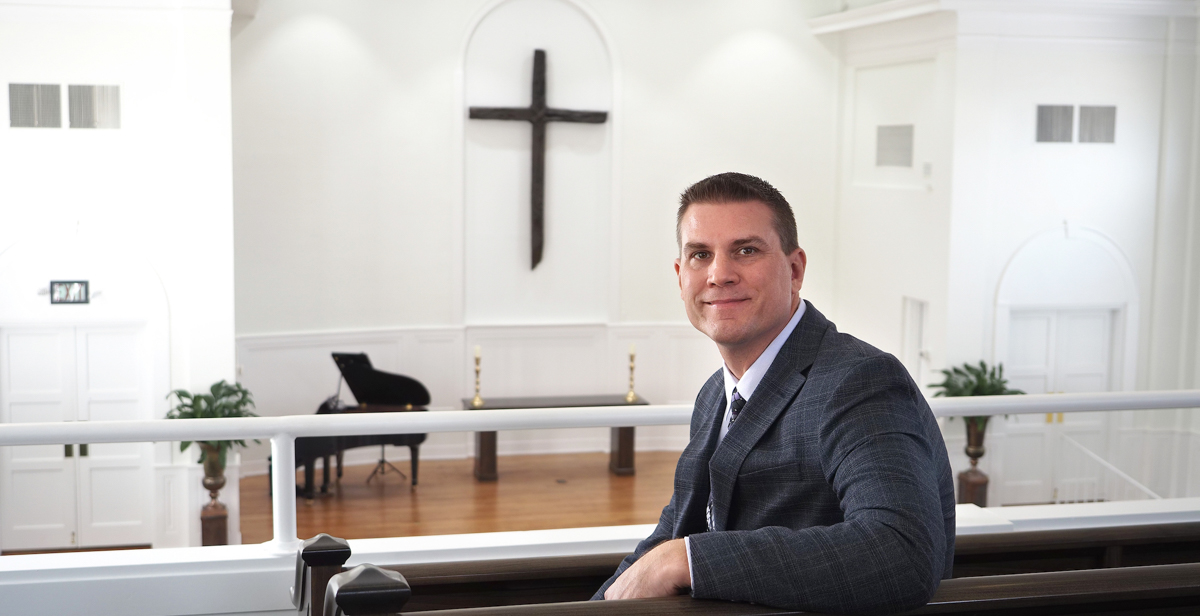 University of South Alabama Professor Dr. Joseph Currier, seated at Covenant Presbyterian Church in Mobile, where is is a member, said he has felt drawn by his belief in God to psychology, theology and mental health counseling. He is leading a national project that seeks to integrate religious and spiritual competencies in training mental healthcare providers. 