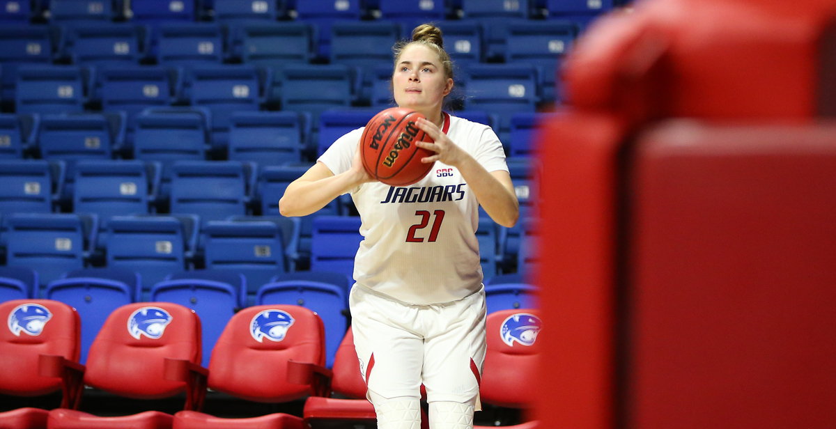 Casey Ferguson, a forward for the South Alabama women's basketball team, has been able to benefit monetarily from her popular social media posts following a rule that allows student-athletes to profit off their name, image or likeness.  data-lightbox='featured'