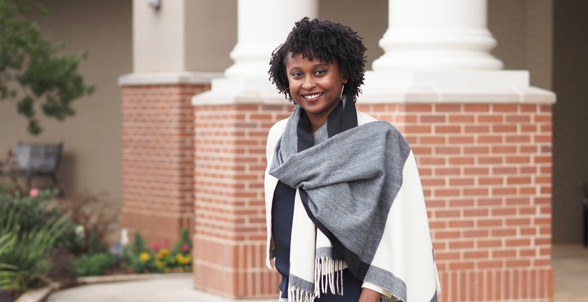 University of South Alabama doctoral student Kim Pusey says her work in areas of social justice has been fueled by her own upbringing and observations of race and the criminal justice system. “Part of my work, part of the research I do, is in service of trying to make things better for little black and brown kids,” she said.