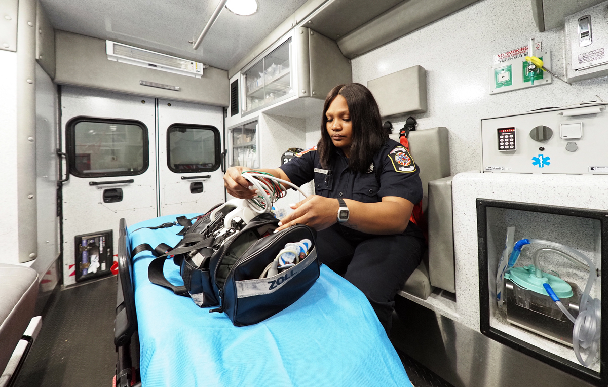 Damonique Evans is one of more than 200 members of the Mobile Fire-Rescue Department who have been trained in the EMS program at the University of South Alabama.