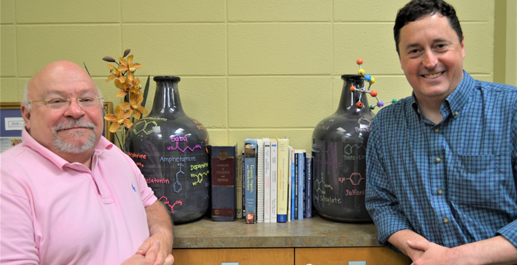 Dr. James Davis, left, professor of chemistry and Dr. Kevin West, professor of chemical engineering, have partnered with Norton Engineering Consultants to take their technology of reducing carbon emissions into the industrial marketplace. While hurdles remain, this technology is promising and could have long-term effects for South and the global environment.