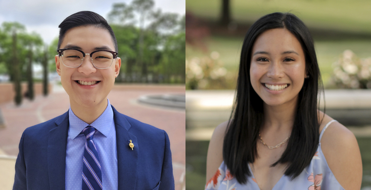 Noel Godang, left, and Ivy Nguyen have been named Goldwater Scholars for 2022. The national science, technology. engineering and math scholarship program emphasizes research and a desire to pursue an academic or industry research career.