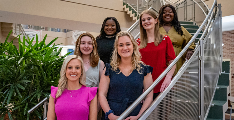 The Student Government Officers for 2022-2023 are, clockwise from left, Camille Bonura, president; Olivia Martin, vice-president; Amya Douglas, attorney general; Maiben Mitchell, chief justice; Allison Reed, treasurer; and Ansley Majewski, student-at-large. data-lightbox='featured'