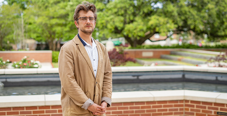 Dr. Anton Svynarenko, a visiting assistant professor of Russian in the Department of Modern and Classical Languages and Literature at the University of South Alabama. is from Kharkiv, Ukraine, a city left heavily damaged by the Russian invasion. He says, having the support of faculty, staff and students during this very difficult time has been encouraging.”