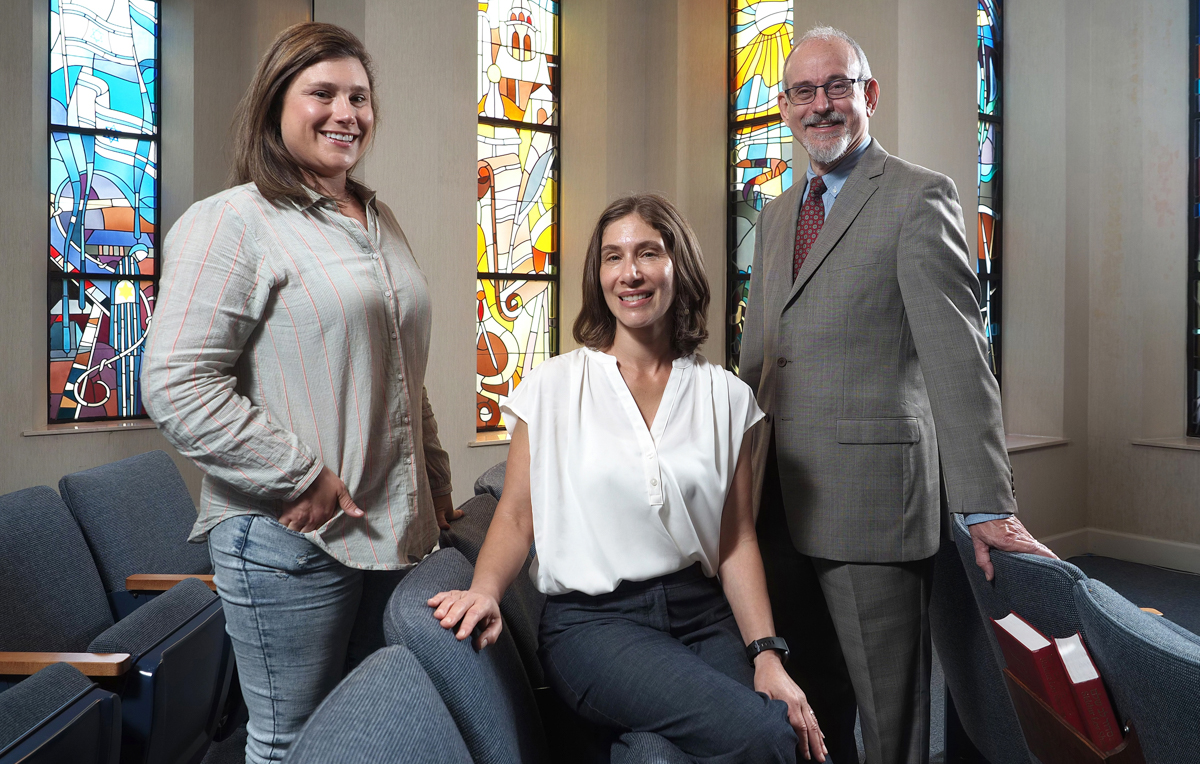 Deborah Gurt, center, interim director of the McCall Rare Book and Manuscript Library at the University of South Alabama, created the Jewish Mobile Oral History Project with the help of people such as Abby Grodnick Kennedy and Rabbi Steven Silberman of Ahavas Chesed Synagogue.