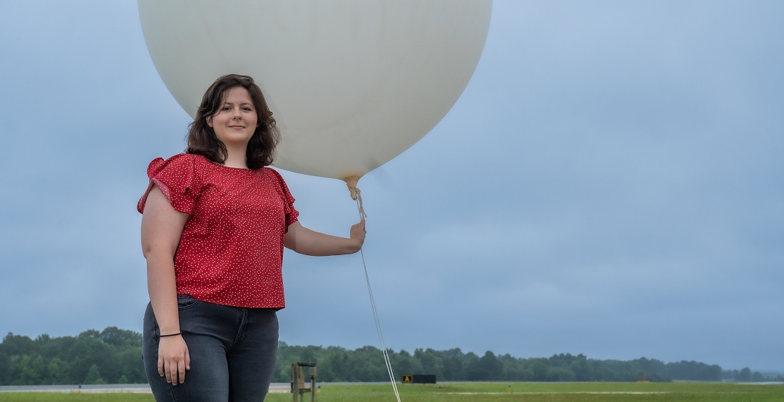 As part of her job at the National Weather Service outside Atlanta, University of South Alabama graduate Carmen Hernandez launches weather balloons into the air to measure readings including temperature, air pressure and humidity. 