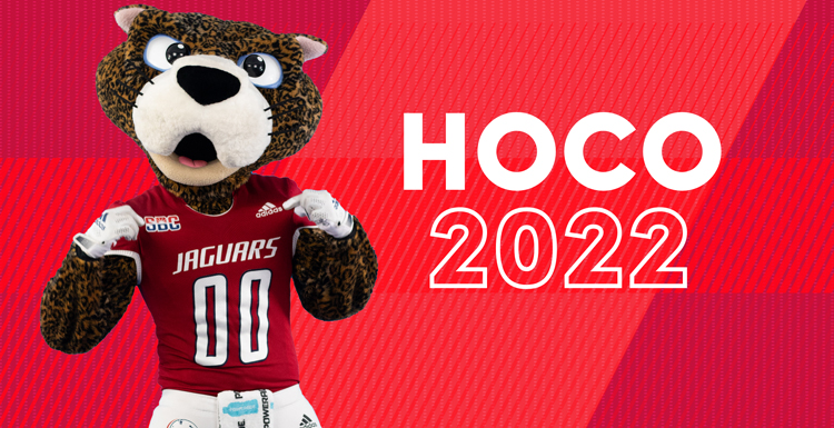 South's 2022 Homecoming festivities begin October 10 with the traditional "Junk the Jungle" and continue all week leading up to the Jags football game against Louisiana-Monroe October 15 at Hancock Whitney Stadium.