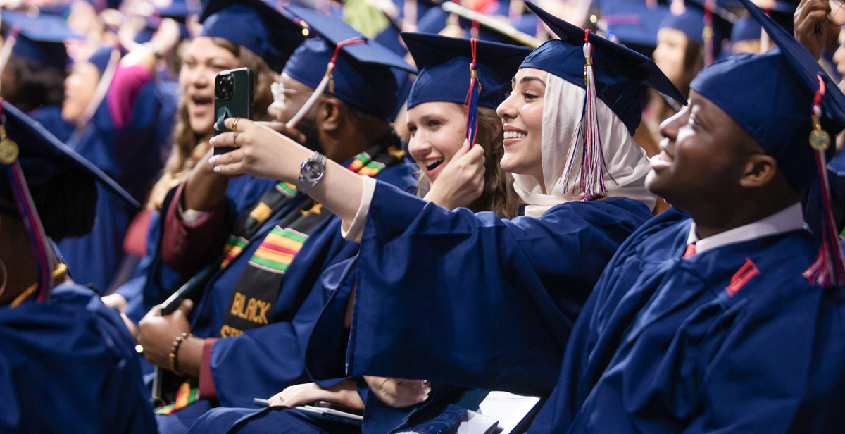 University of South Alabama graduates at fall 2022 Commencement at the USA Mitchell Center. 