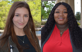 Scholarship winners Anhelina Lukovenko and Kenya Valrie