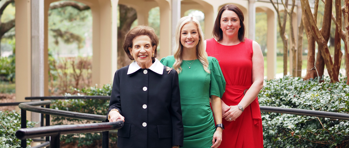 Arlene Mitchell, left, chair pro tempore of the University of South Alabama Board of Trustees; Camille Bonura, center, president of the Student Government Association; and Kim Lawkis, president of the USA National Alumni Association.