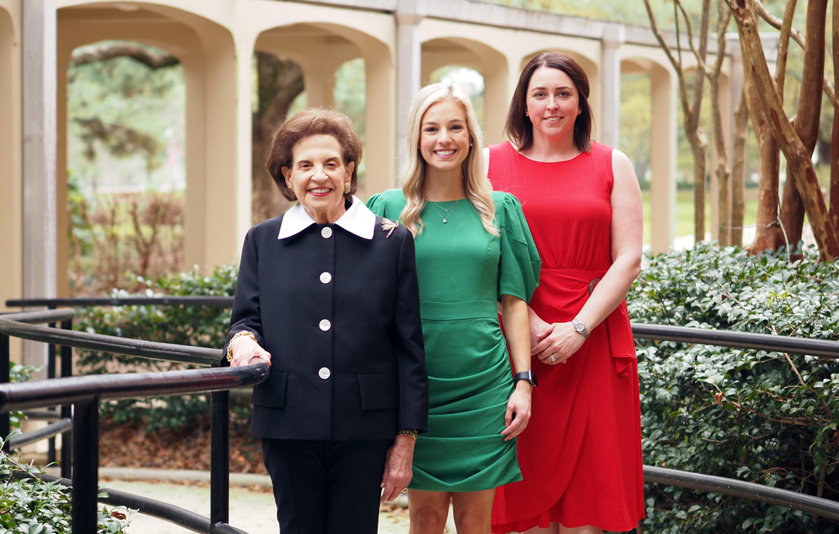 Arlene Mitchell, left, chair pro tempore of the University of South Alabama Board of Trustees; Camille Bonura, center, president of the Student Government Association; and Kim Lawkis, president of the USA National Alumni Association.