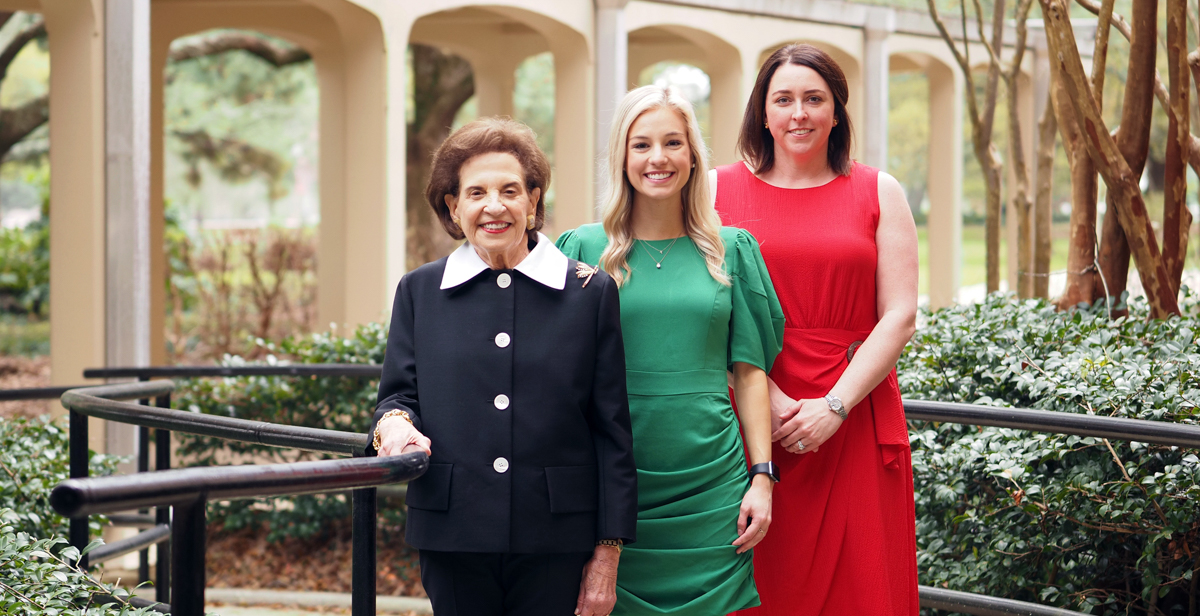 Arlene Mitchell, left, chair pro tempore of the University of South Alabama Board of Trustees; Camille Bonura, center, president of the Student Government Association; and Kim Lawkis, president of the USA National Alumni Association. data-lightbox='featured'