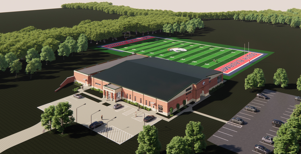 The new Jaguar Marching Band complex, shown in this rendering, will be constructed on the south side of Hancock Whitney Stadium.